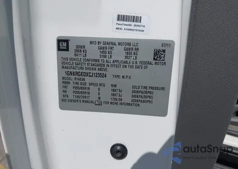 2012 Chevrolet Traverse 1Lt z USA, uszkodzony, nr VIN 1GNKRGEDXCJ123524